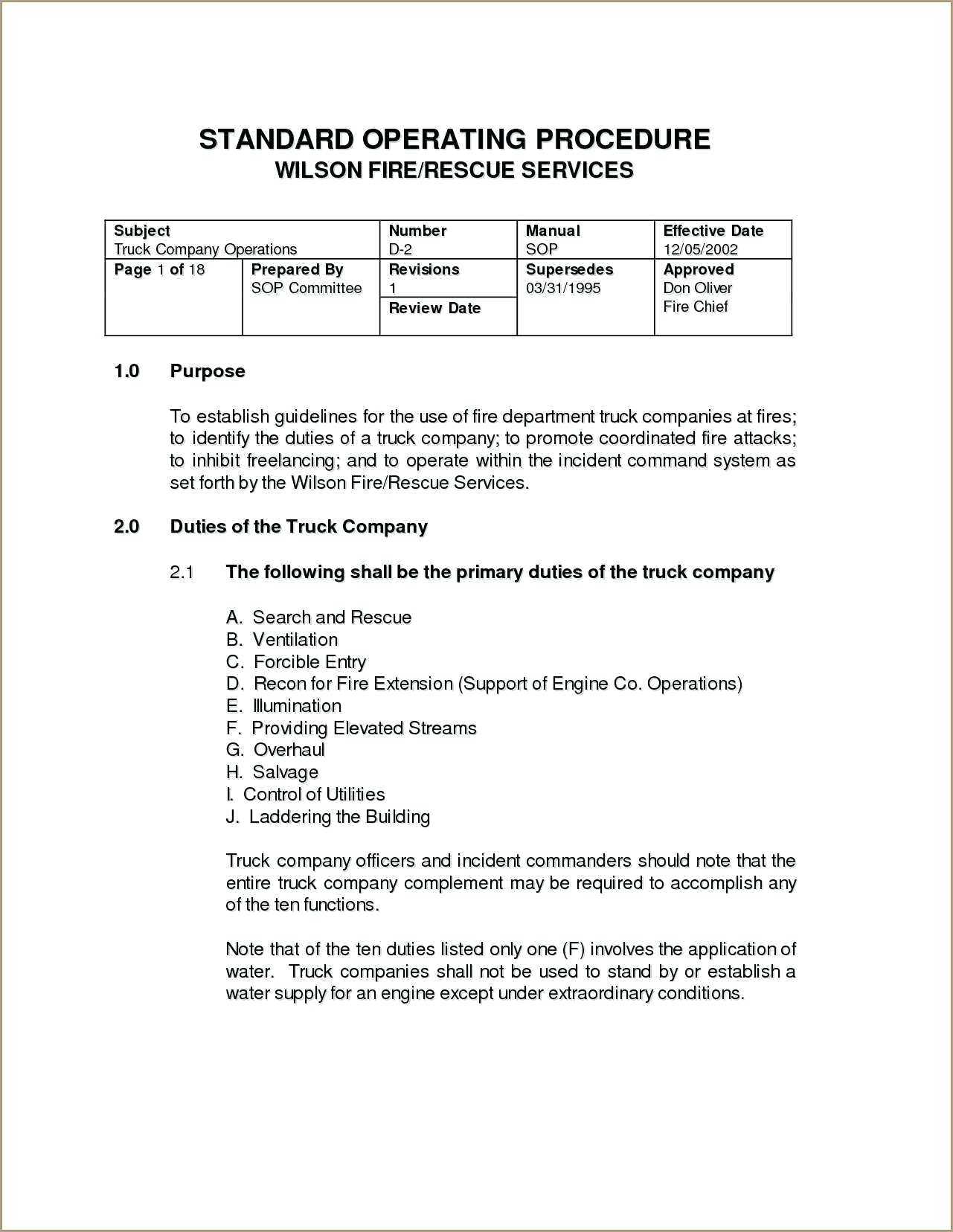 Template For Standard Operating Procedures Manual With Procedure Manual Template Word Free