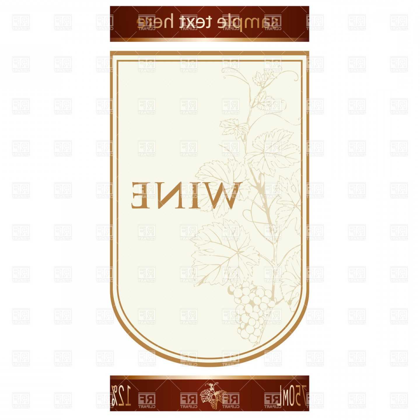Template Of Wine Label With Vine And Bunch Of Grapes Vector Intended For Blank Wine Label Template