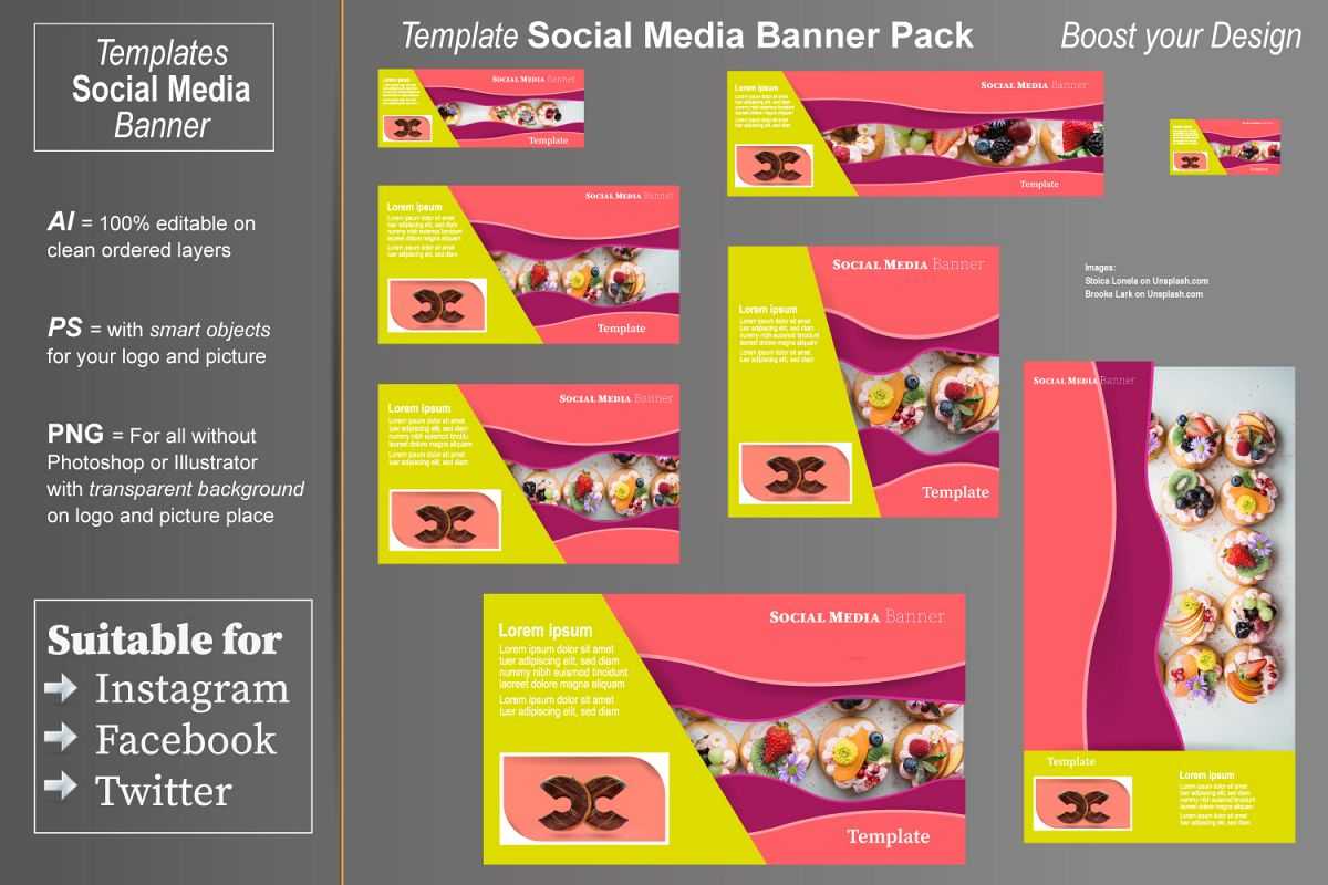 Template – Social Media Banner  Color Waves With Social Media Brochure Template