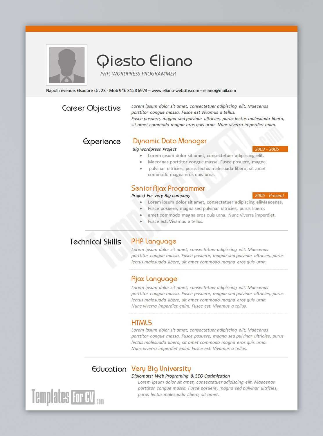 Templates For Cv - Programmertemplatesforcv.deviantart For Free Downloadable Resume Templates For Word