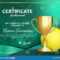 Tennis Certificate Diploma With Golden Cup Vector. Sport Pertaining To Tennis Certificate Template Free