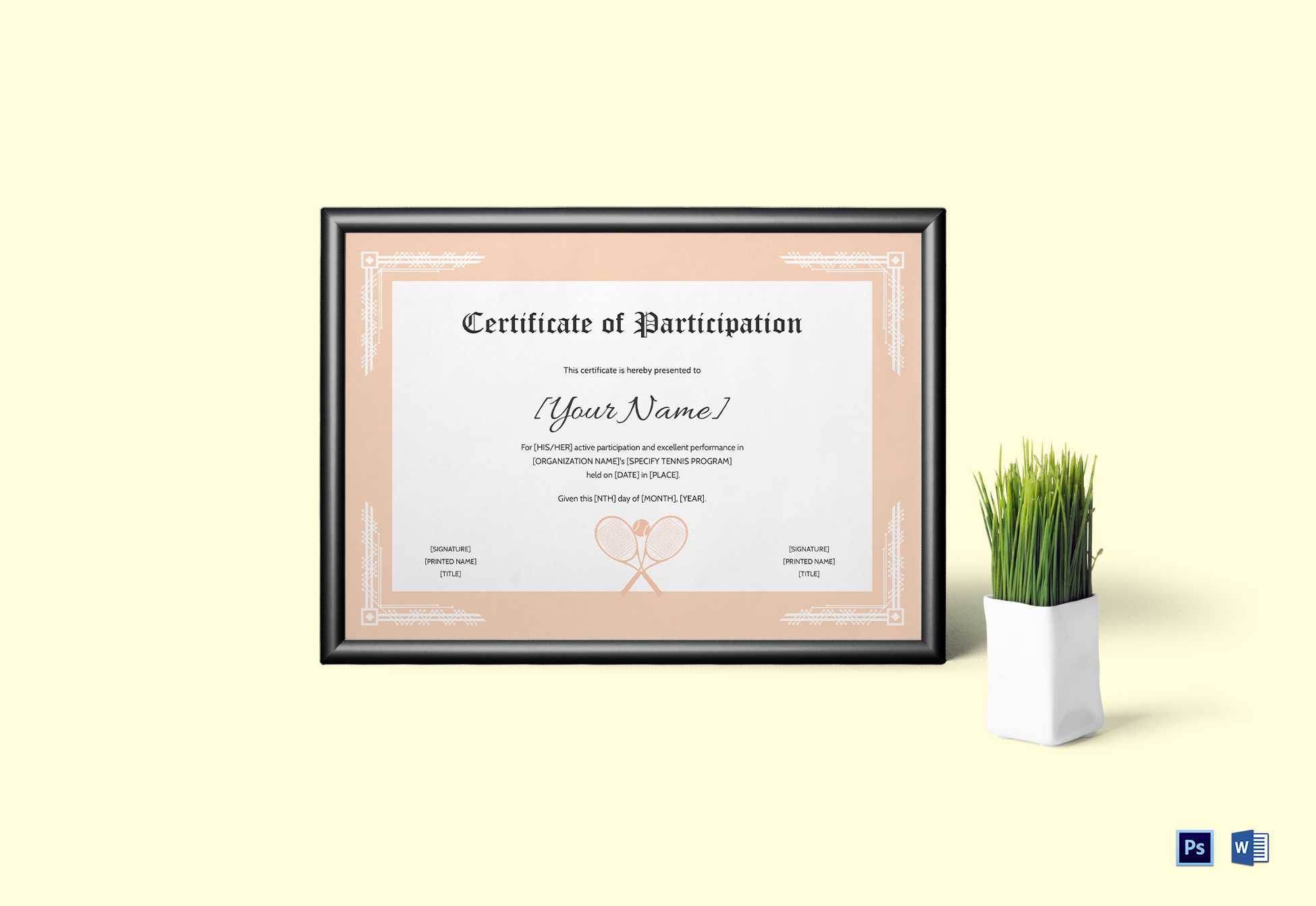 Tennis Participation Certificate Template Regarding Tennis Certificate Template Free