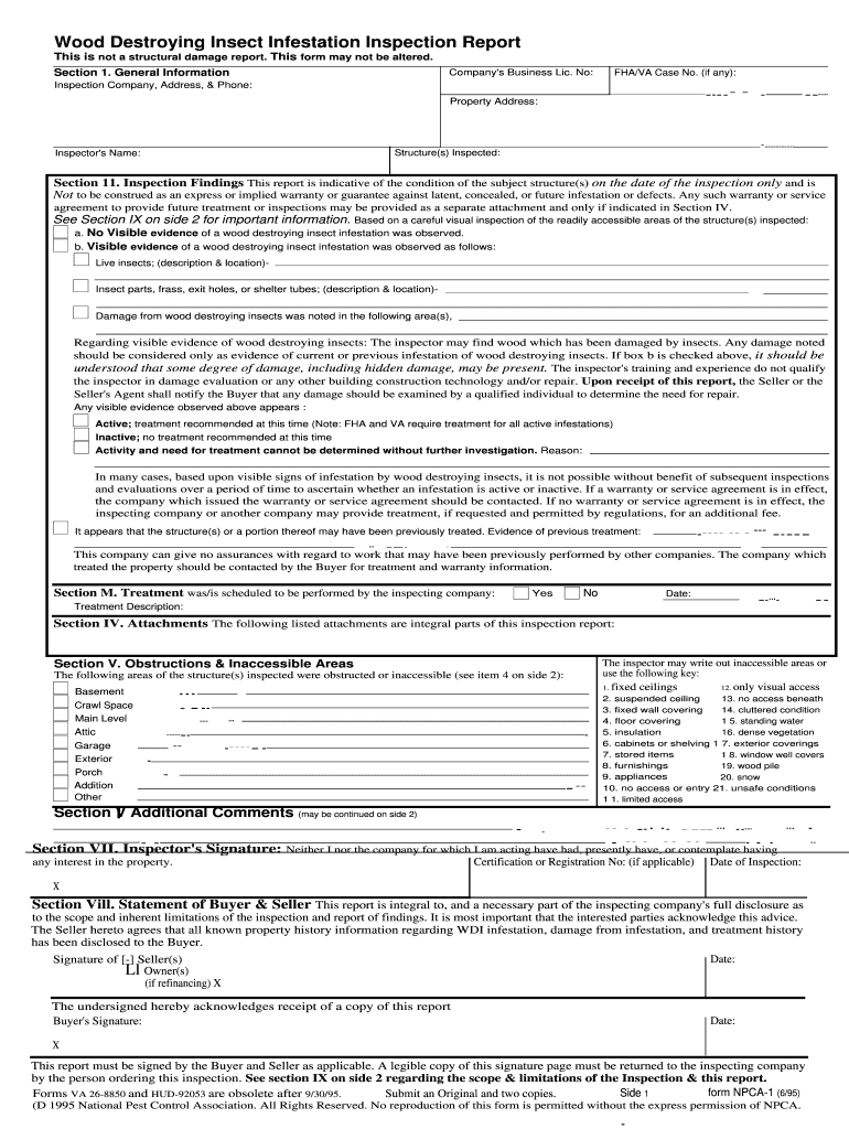Termite Inspection Form – Fill Online, Printable, Fillable Intended For Pest Control Inspection Report Template