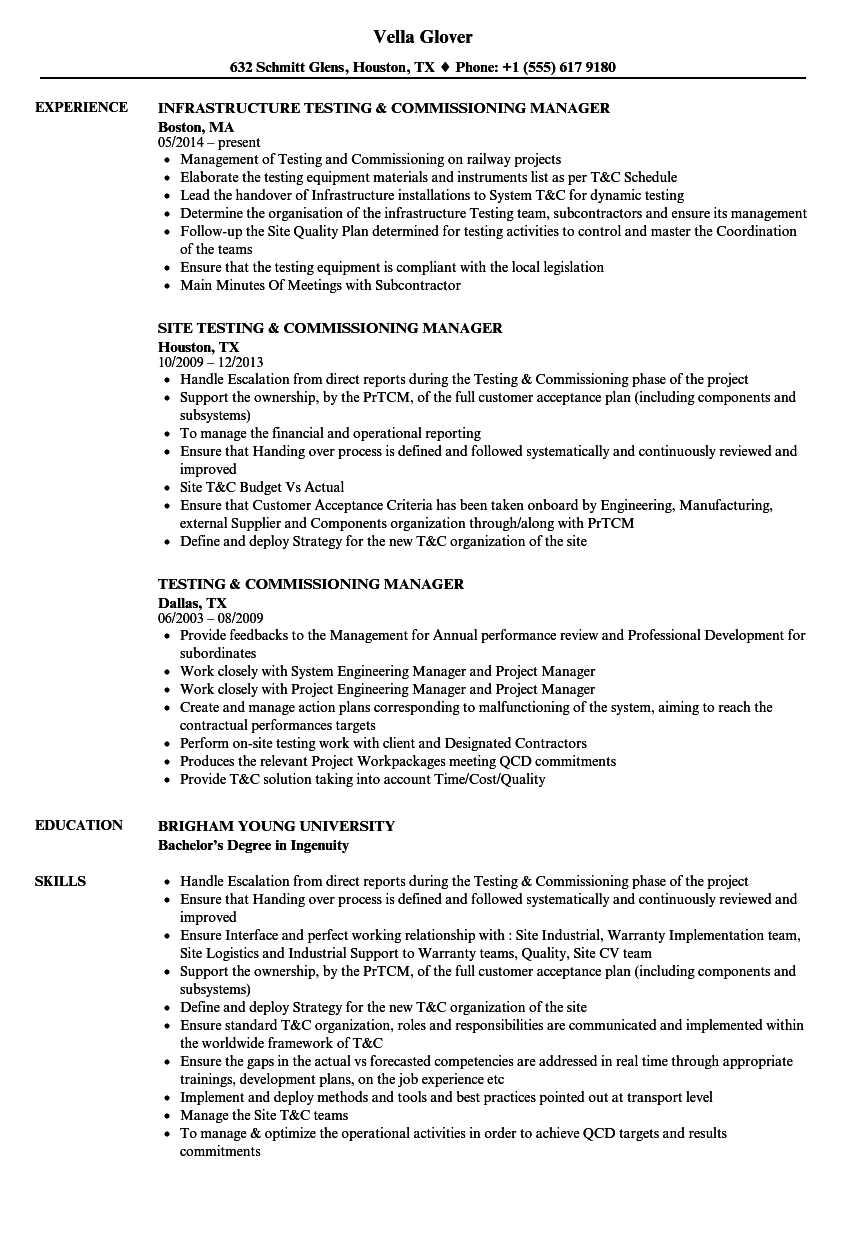 Testing & Commissioning Resume Samples | Velvet Jobs Inside Megger Test Report Template