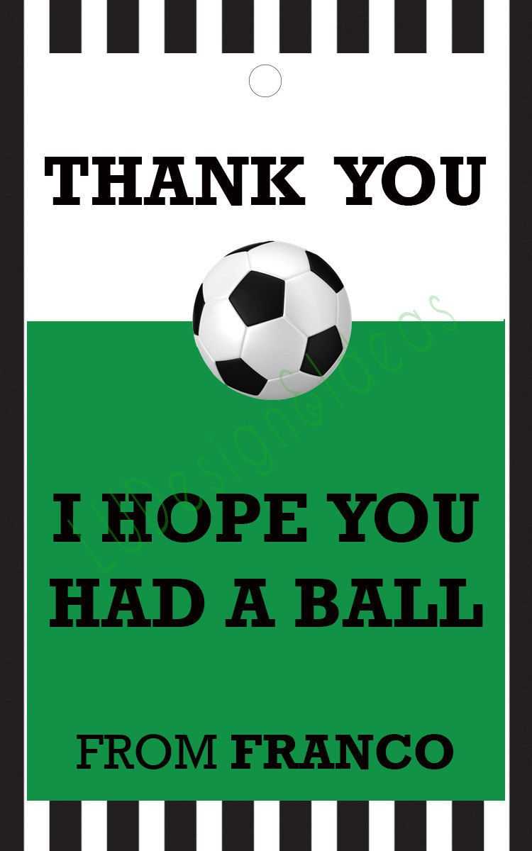 Thank You Card For Party Favors - Soccer Theme With Soccer Thank You Card Template