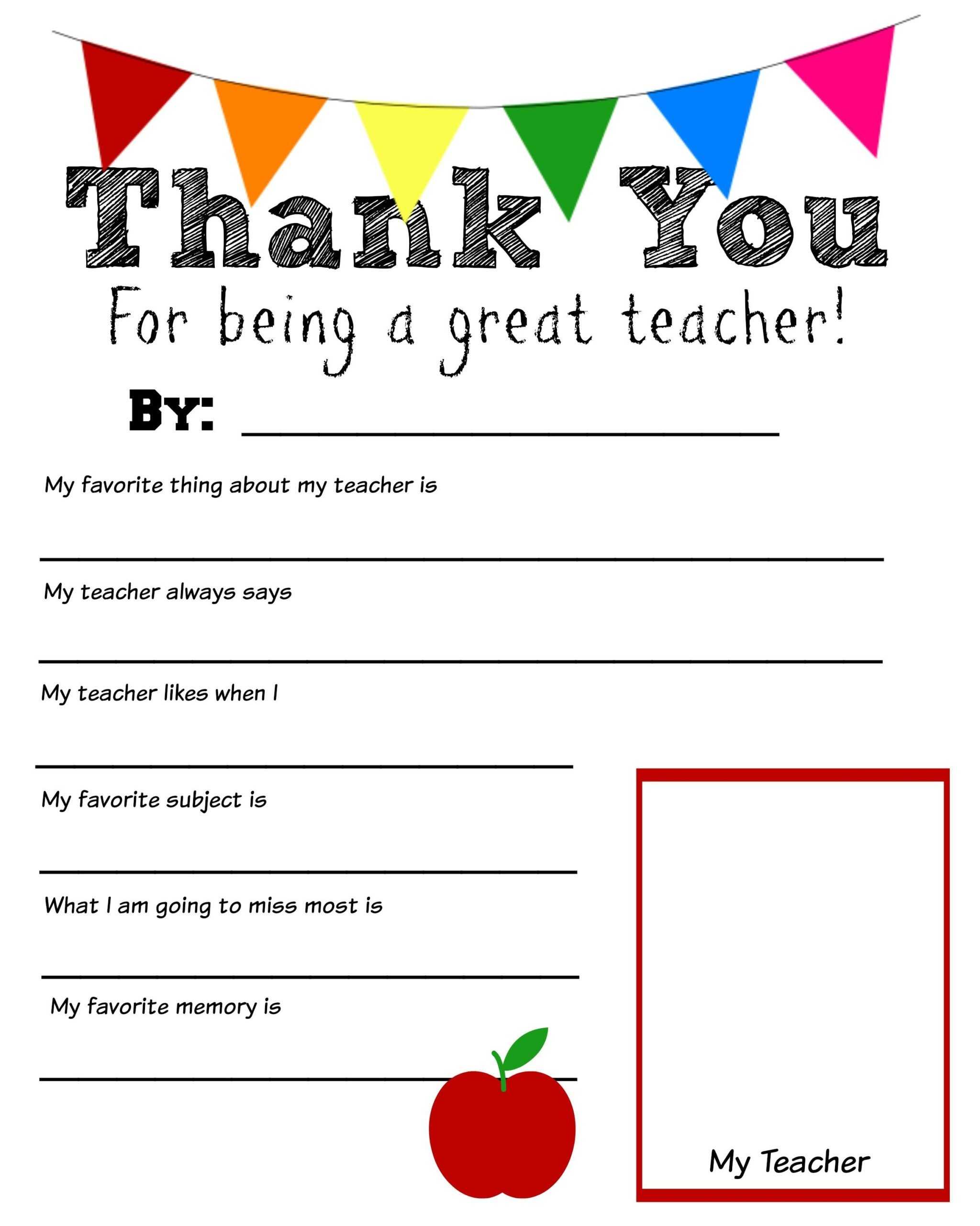 Thank You Teacher Free Printable | School Days | Teacher With Regard To Thank You Card For Teacher Template