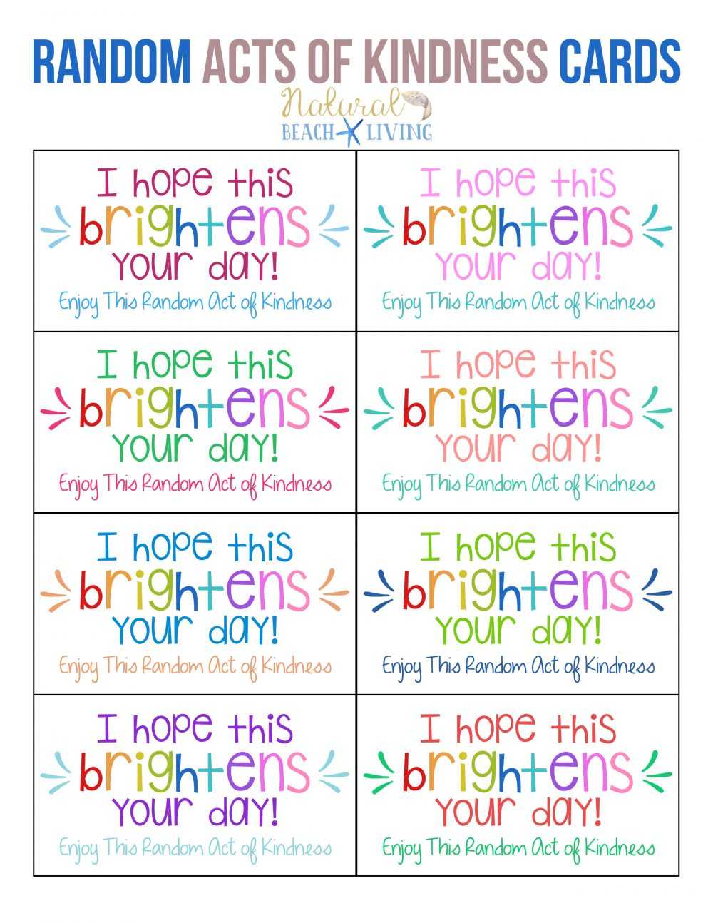 The Best Random Acts Of Kindness Printable Cards Free In Random Acts Of Kindness Cards Templates