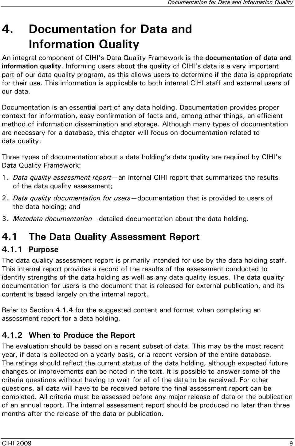 The Cihi Data Quality Framework – Pdf With Regard To Data Quality Assessment Report Template