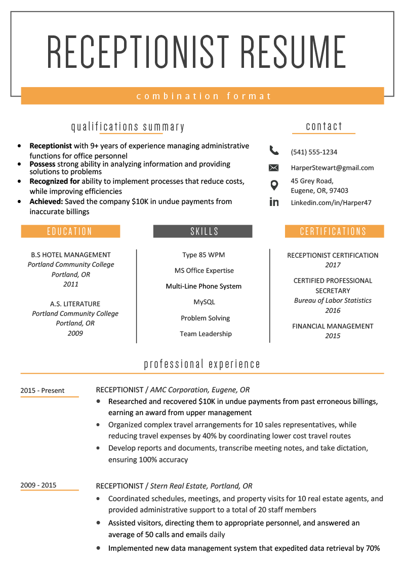 The Combination Resume: Examples, Templates, & Writing Guide With Combination Resume Template Word