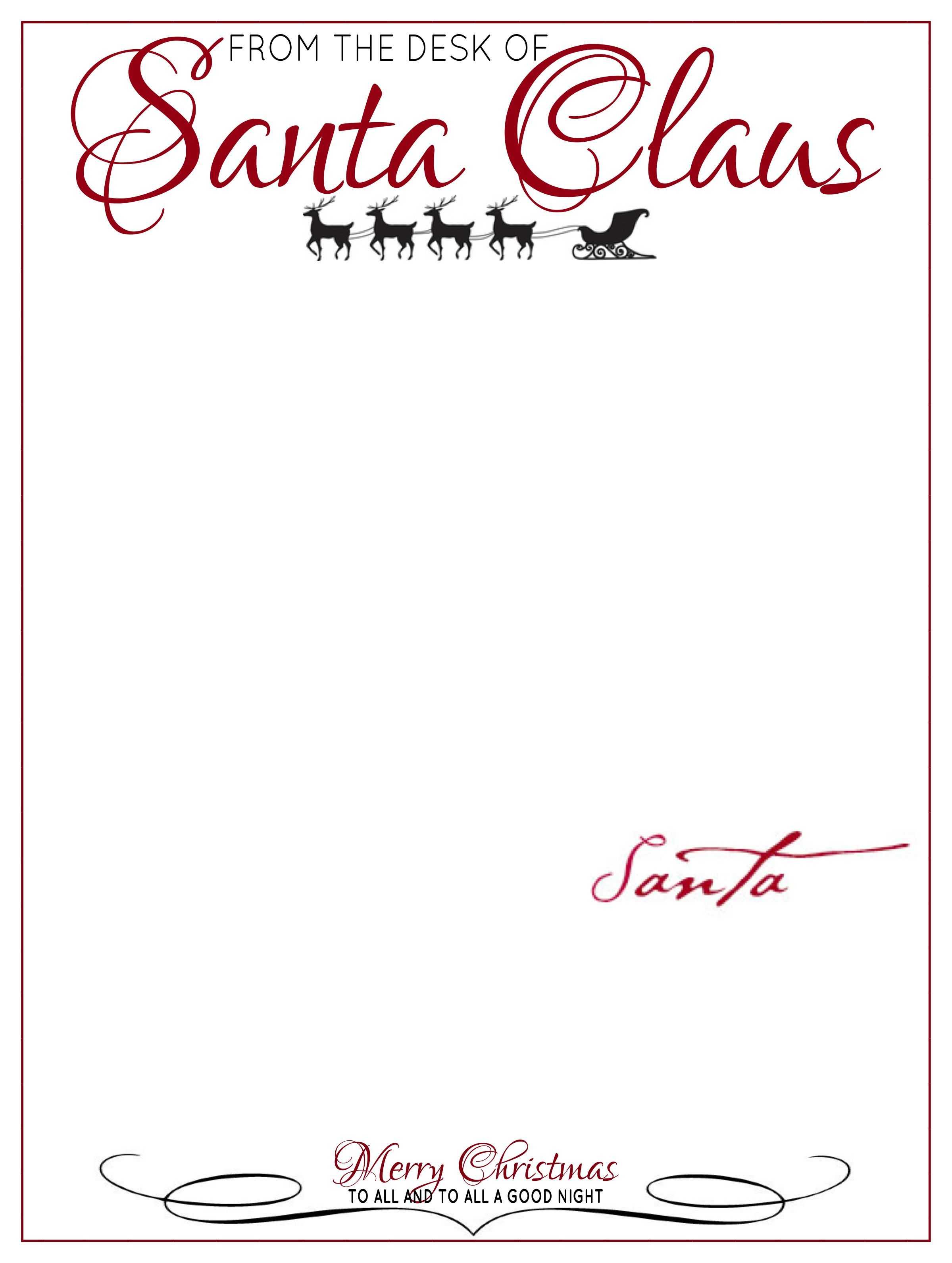 The Desk Of Letter Head From Santa Claus | Elf On The Shelf For Blank Letter From Santa Template