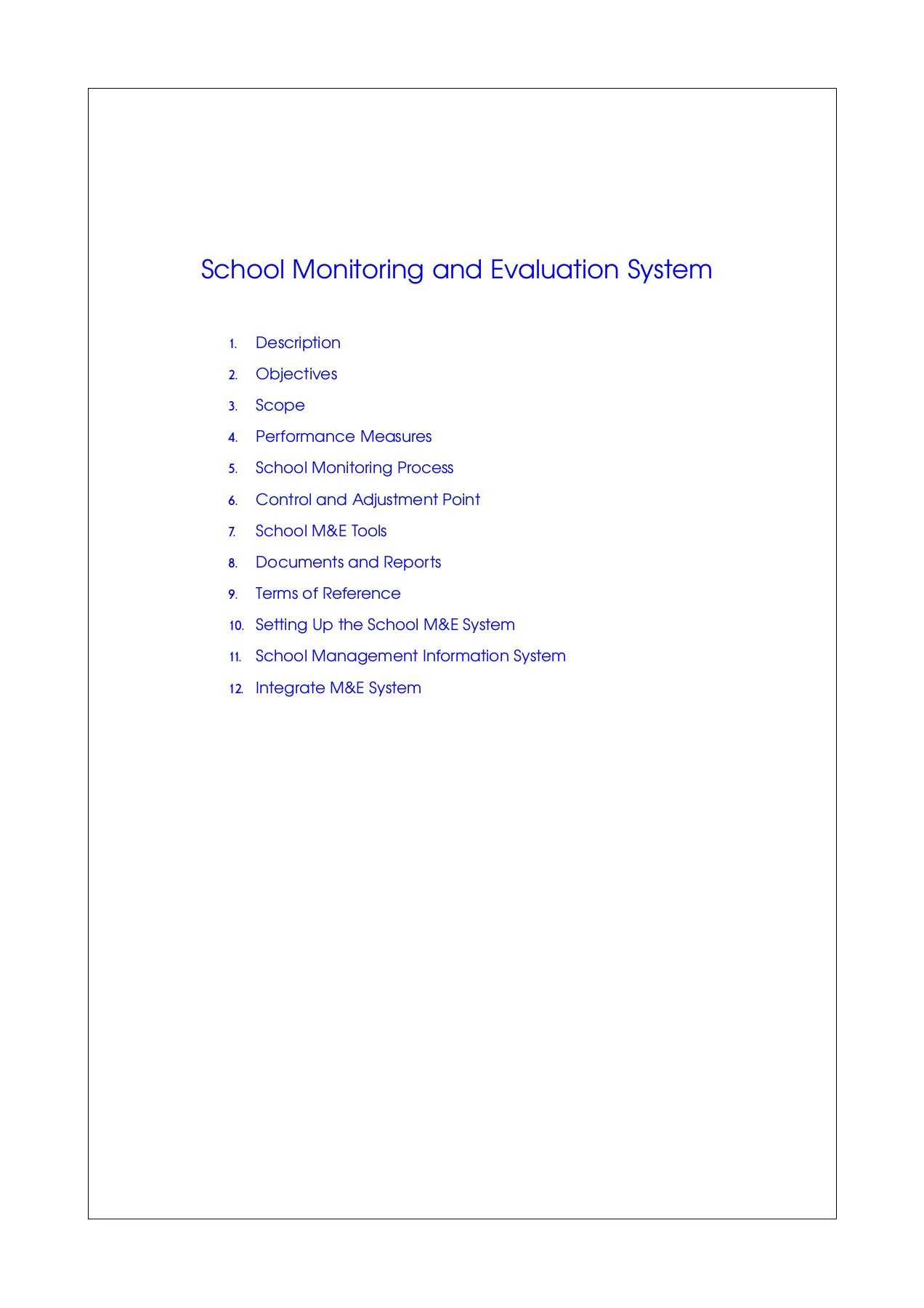 The School Monitoring And Evaluation System Pages 1 – 50 For M&amp;e Report Template