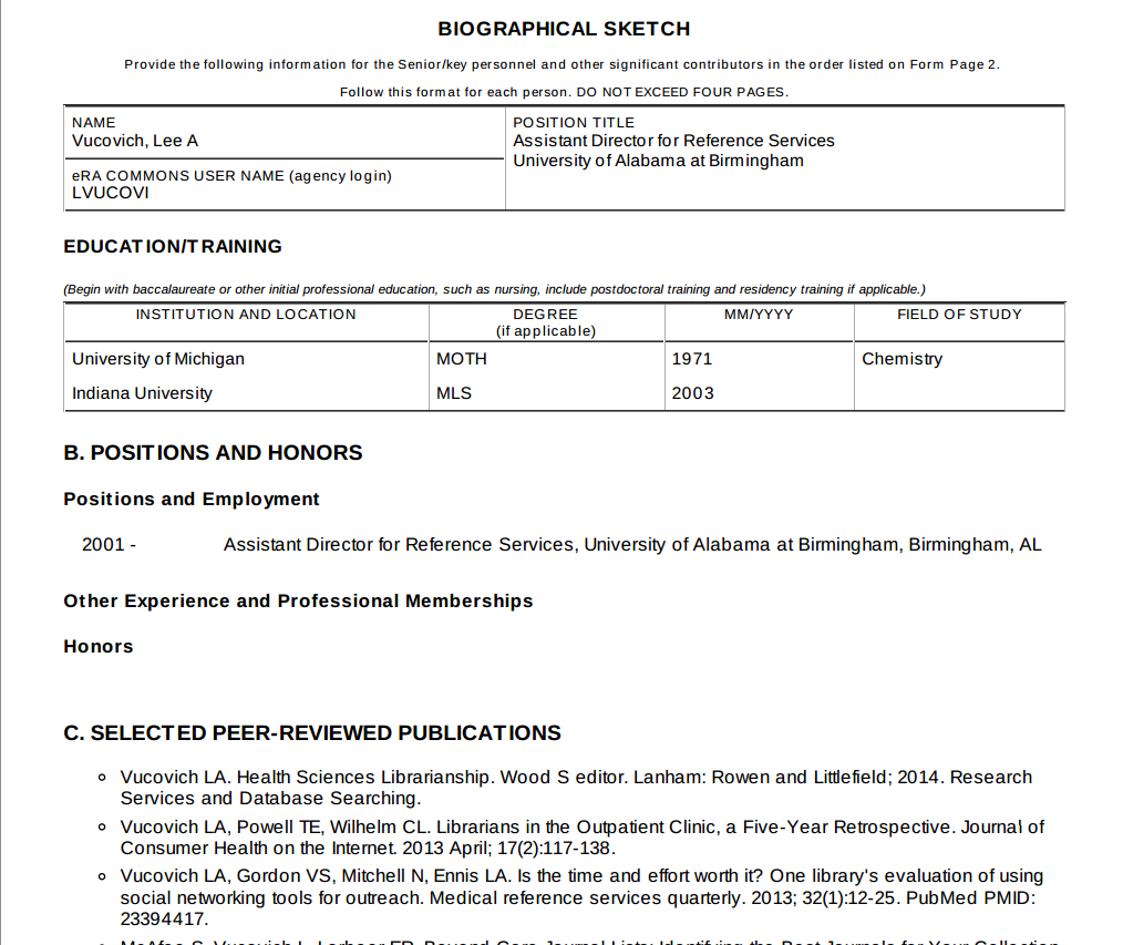 Thebrownfaminaz: Biosketch Template Nsf In Nih Biosketch Template Word