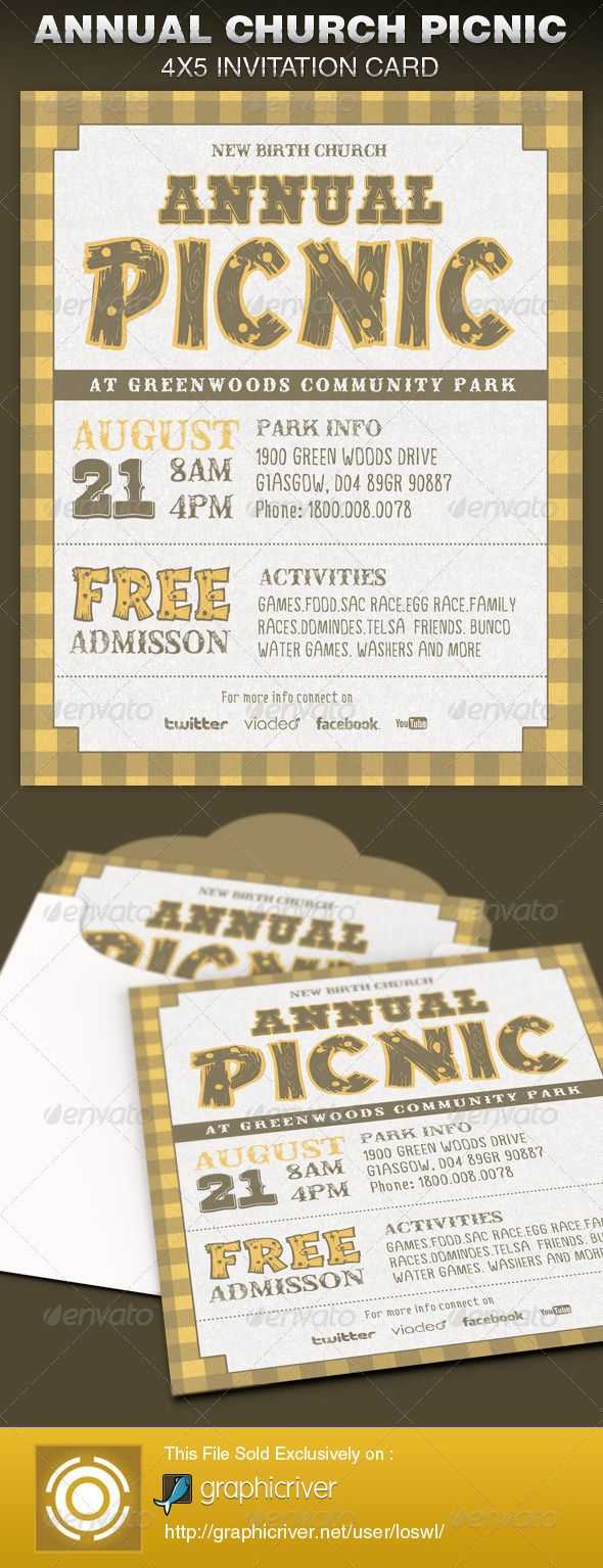 This Annual Church Picnic Invite Card Template Is Great For Regarding Church Invite Cards Template