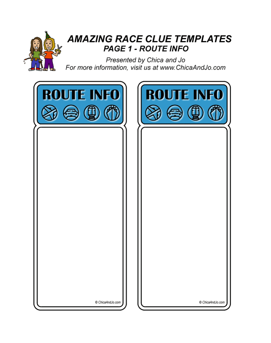 This Is A Template I Used For An Amazing Race Activity I Did In Clue Card Template