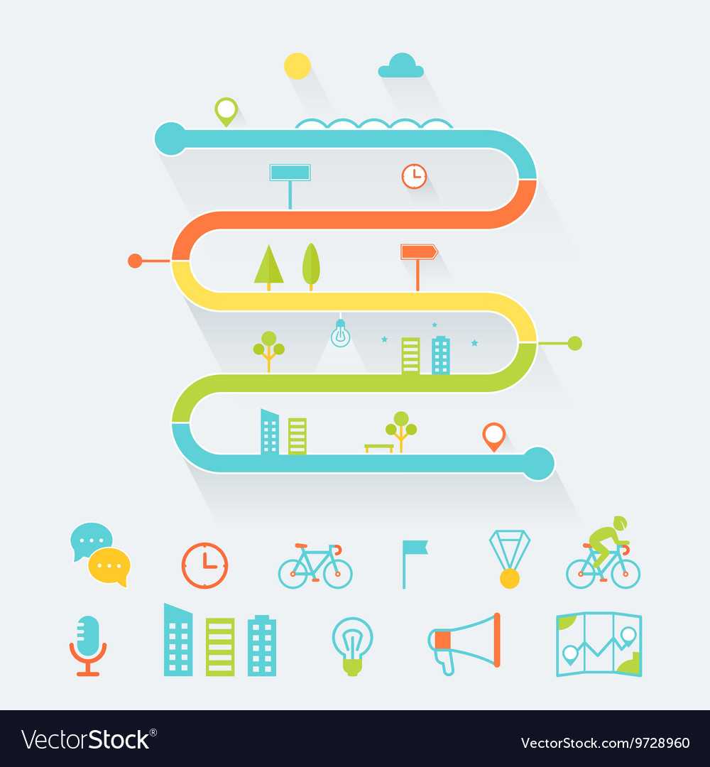 Timeline Route And Road Map Infographics Elements Intended For Blank Road Map Template