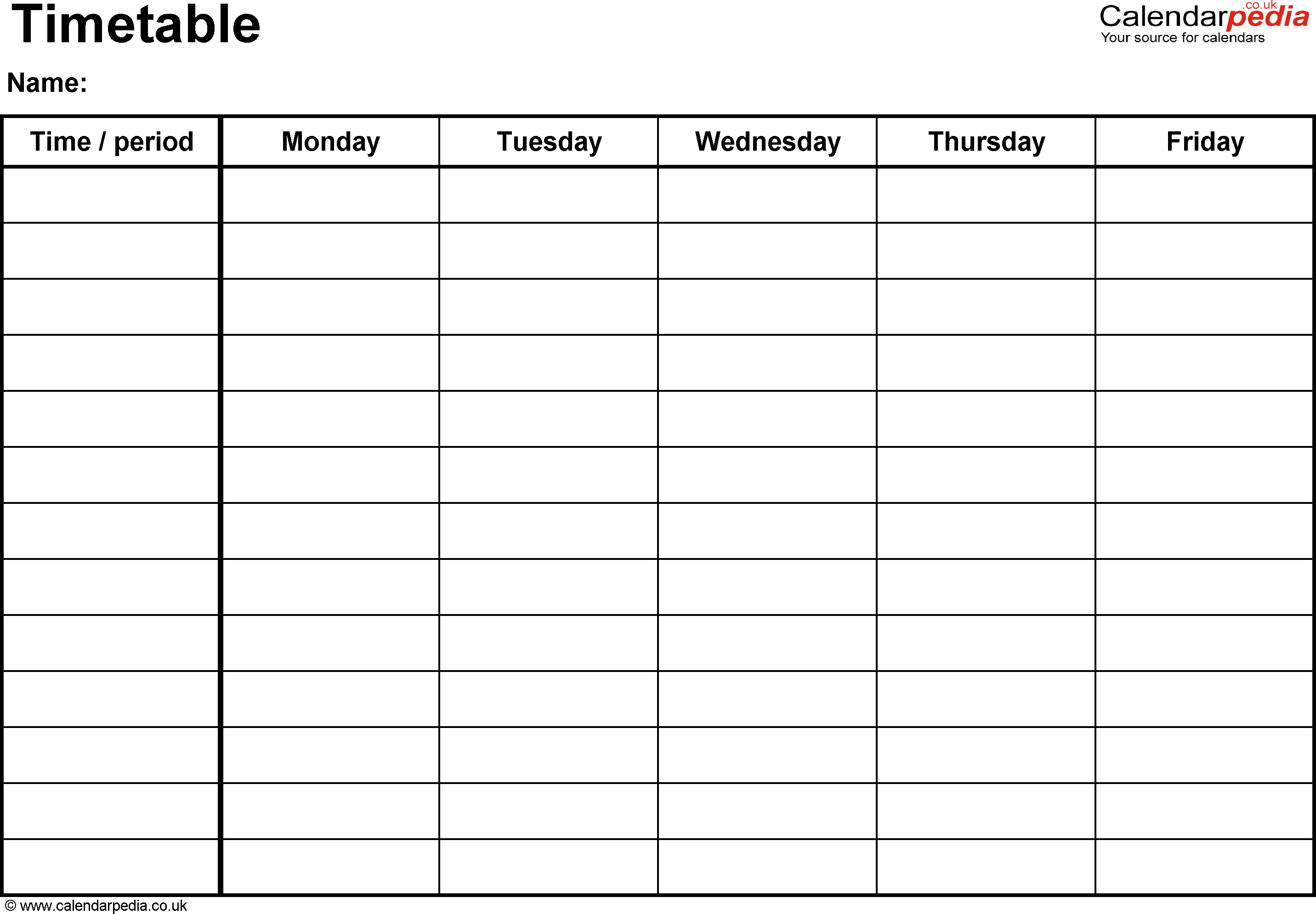 Timetable Templates For Microsoft Word – Free And Printable Regarding Blank Revision Timetable Template
