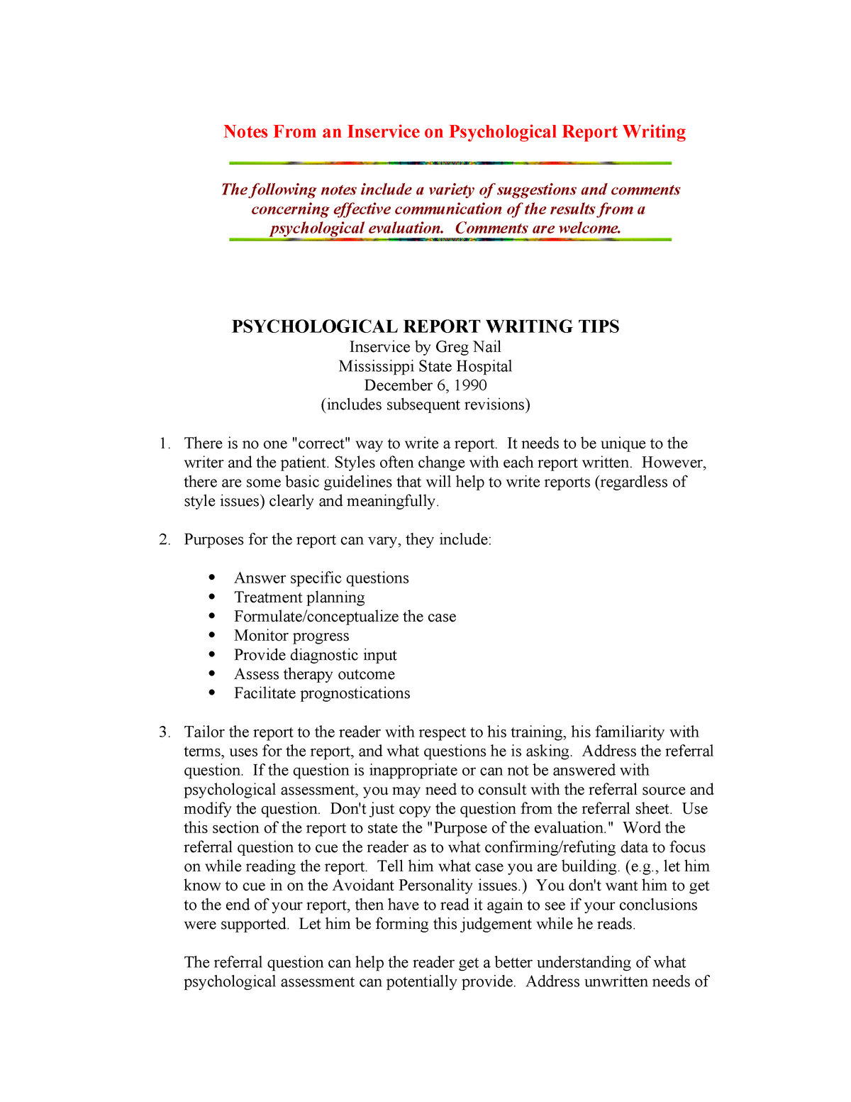 Tips In Psychological Report Writing – Psych 522 – Studocu Regarding Psychoeducational Report Template