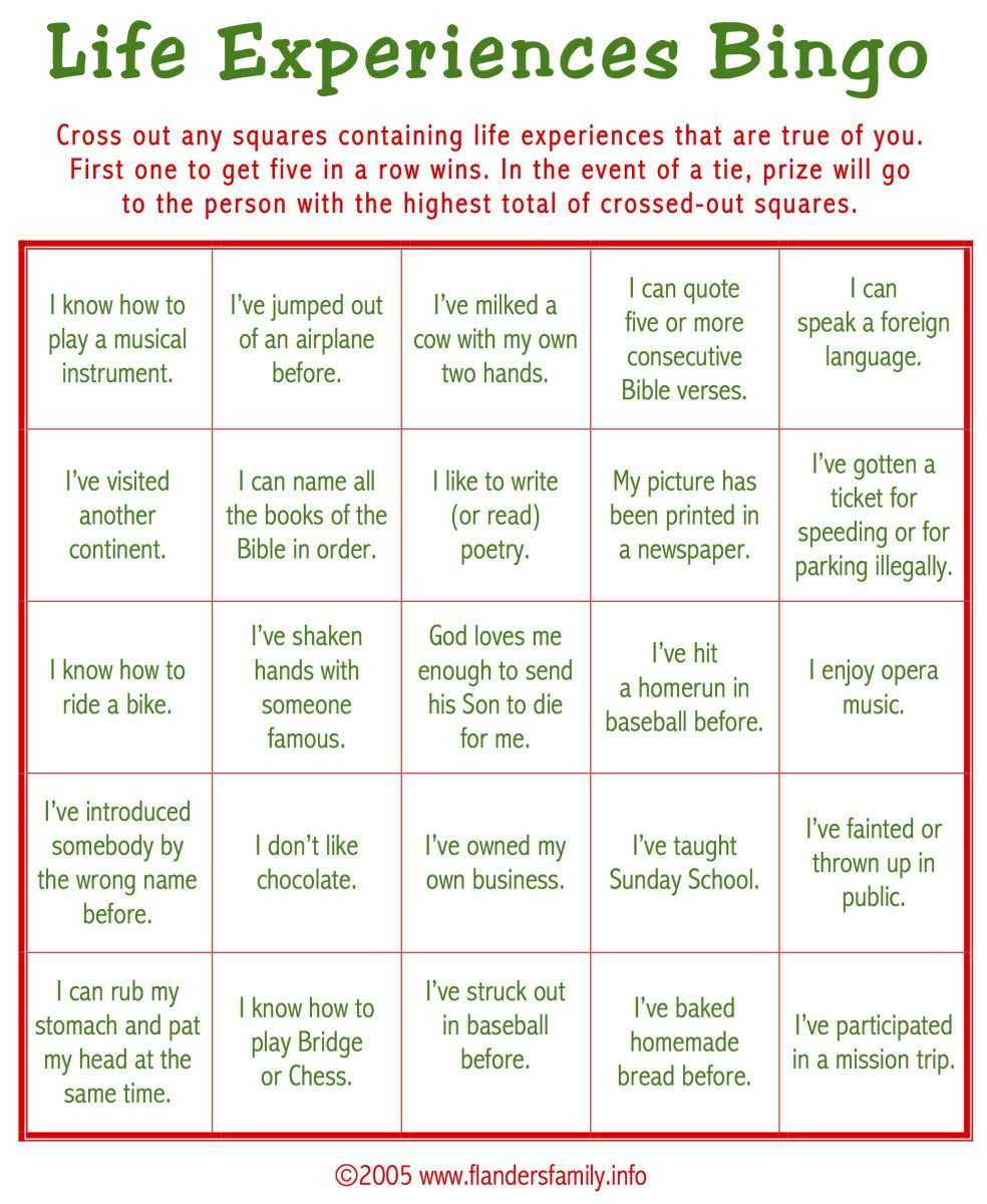 Today's Game Is "life Experiences Bingo." This Makes A Great For Ice Breaker Bingo Card Template