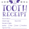 Tooth Receipt … | Tooth Fairy Note, Tooth Fairy Certificate With Tooth Fairy Certificate Template Free