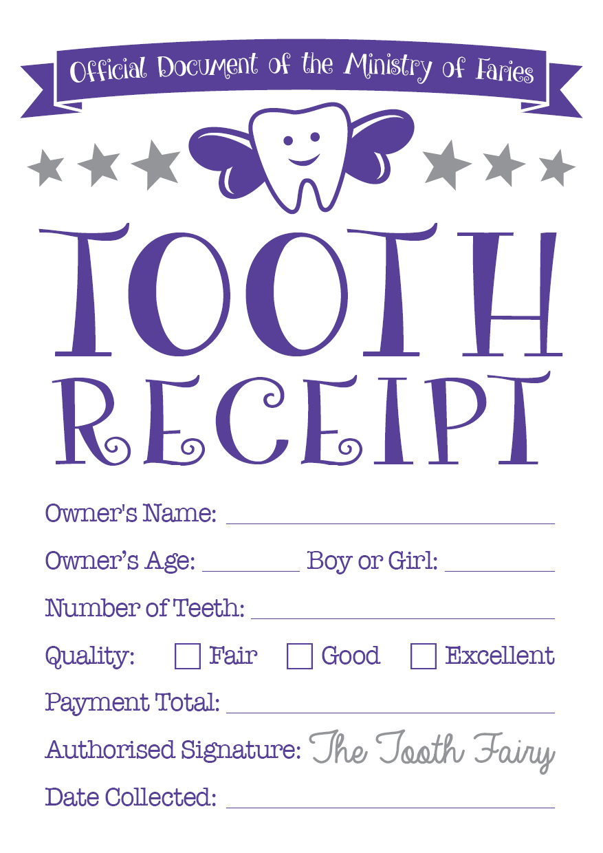 Tooth Receipt … | Tooth Fairy Note, Tooth Fairy Certificate With Tooth Fairy Certificate Template Free