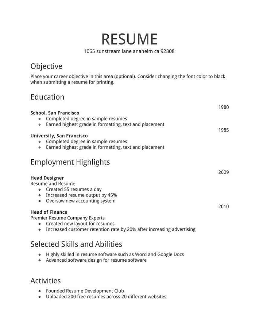 Top Basic Resume Templates Word Template Ideas Microsoft With Regard To Free Basic Resume Templates Microsoft Word