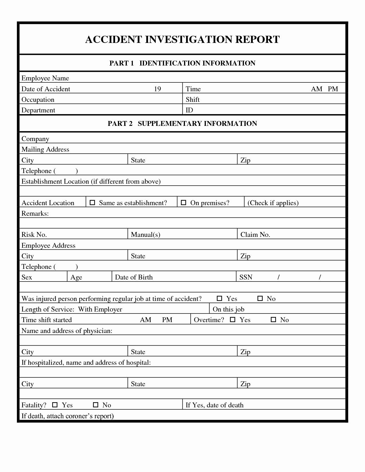 Traffic Ident Investigation Report Format Form Hse Incident For Health And Safety Incident Report Form Template