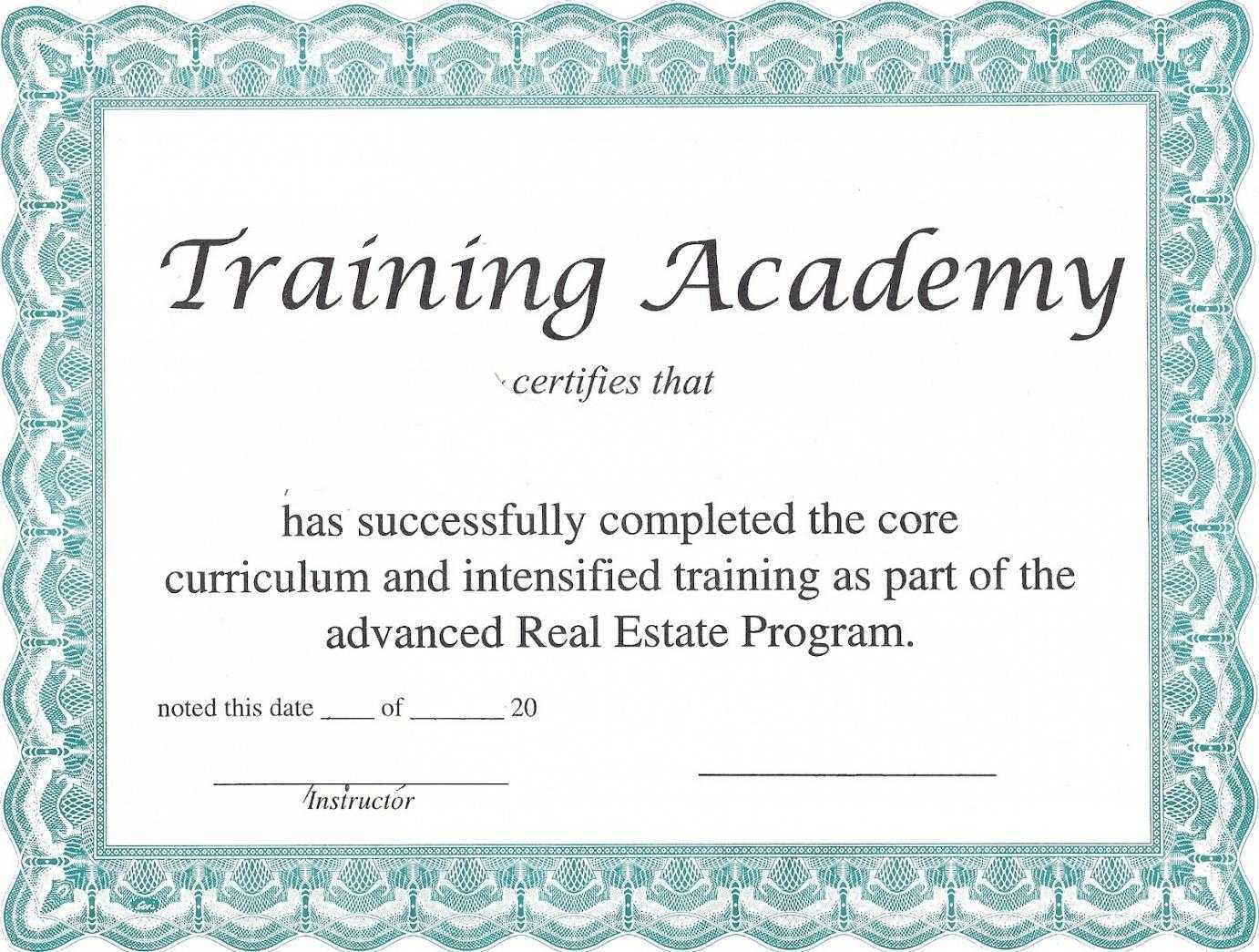 Training Certificate Template – Certificate Templates Pertaining To Template For Training Certificate