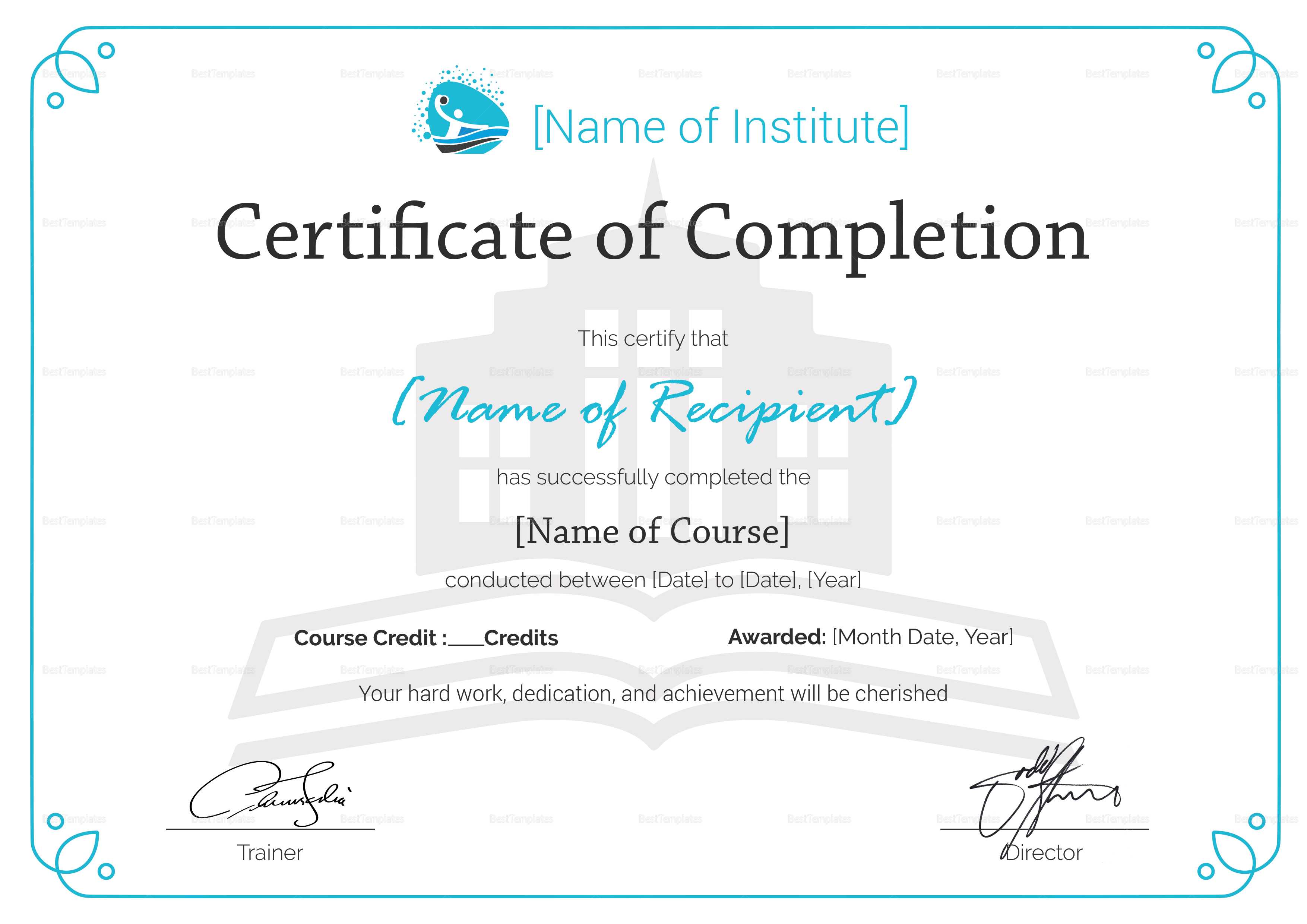 Training Completion Certificate Template In Template For Training Certificate