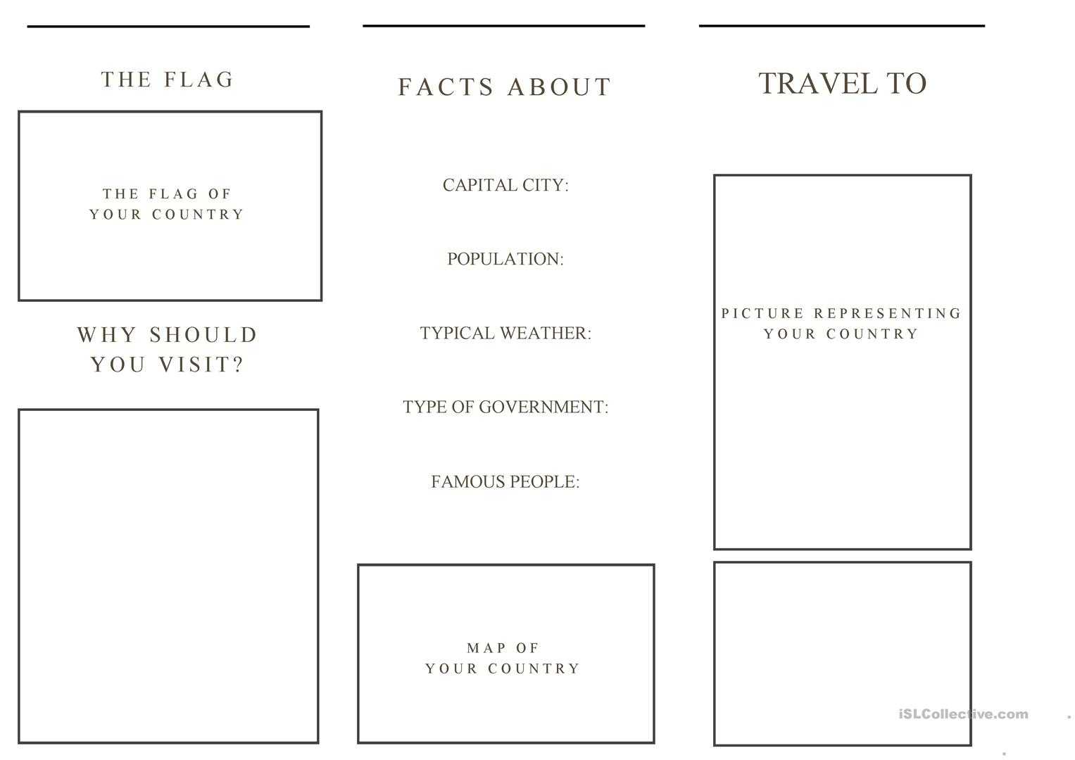 Travel Brochure Template And Example Brochure – English Esl With Regard To Country Brochure Template