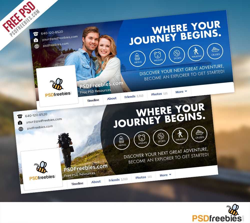 Travel Facebook Timeline Covers Free Psd Templates Pertaining To Facebook Banner Template Psd