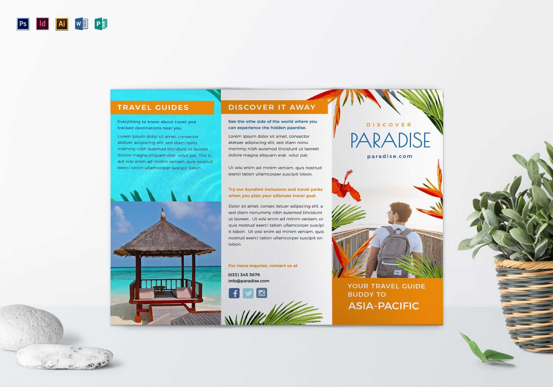 Travel Tri Fold Brochure Template | Brochure Ideas Regarding Travel Guide Brochure Template