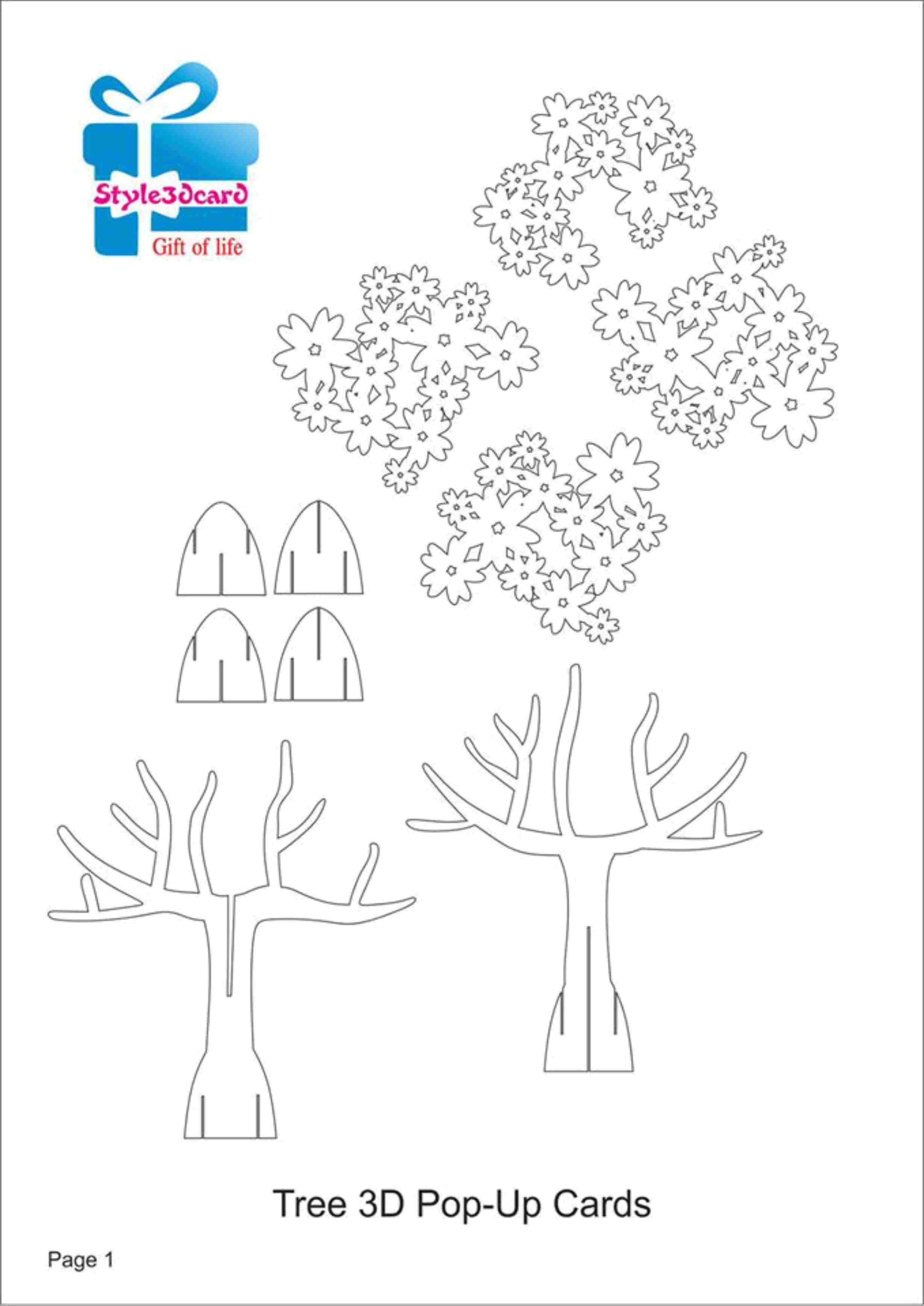 Tree 3D Pop Up Card/ Kirigami Pattern 1 | Kirigami Art | Pop Intended For Pop Up Tree Card Template