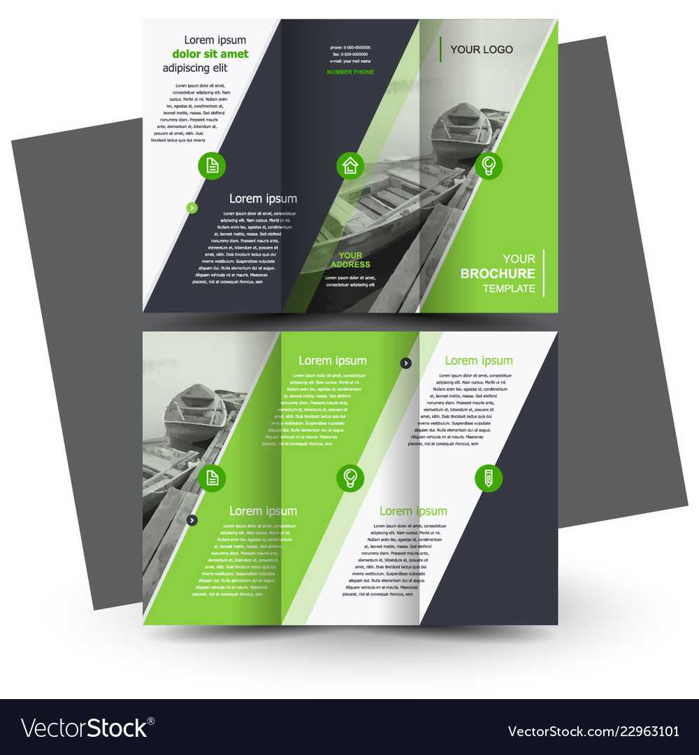 Tri Fold Brochure Design Template Green With Regard To Tri Fold Brochure Template Illustrator Free