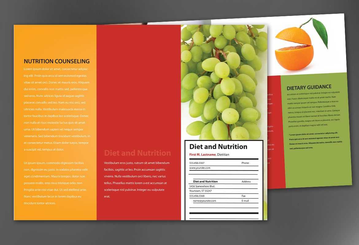 Tri Fold Brochure Template For Health And Nutrition. Order Regarding Nutrition Brochure Template
