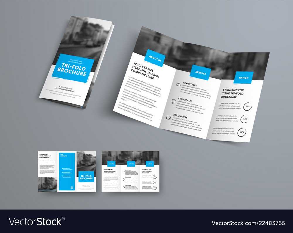 Tri Fold Brochure Template With Blue Rectangular Inside Free Three Fold Brochure Template