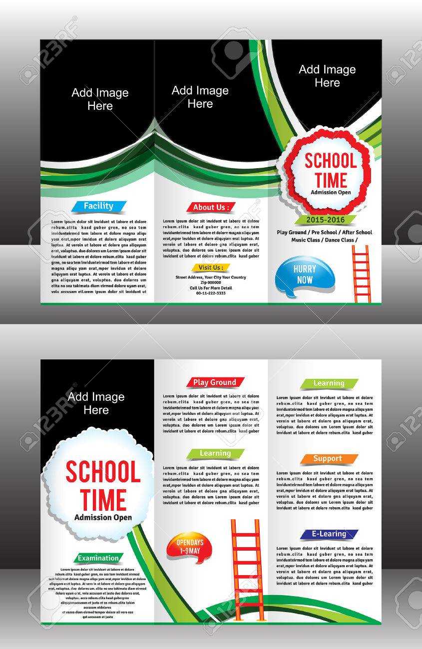 Tri Fold School Brochure Template Vector Illustration Pertaining To Tri Fold School Brochure Template