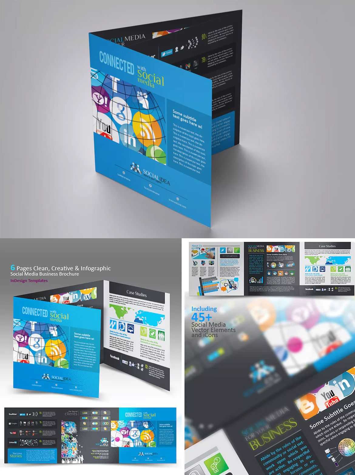 Tri Fold Social Media Brochure Template Indesign Indd With Regard To Social Media Brochure Template