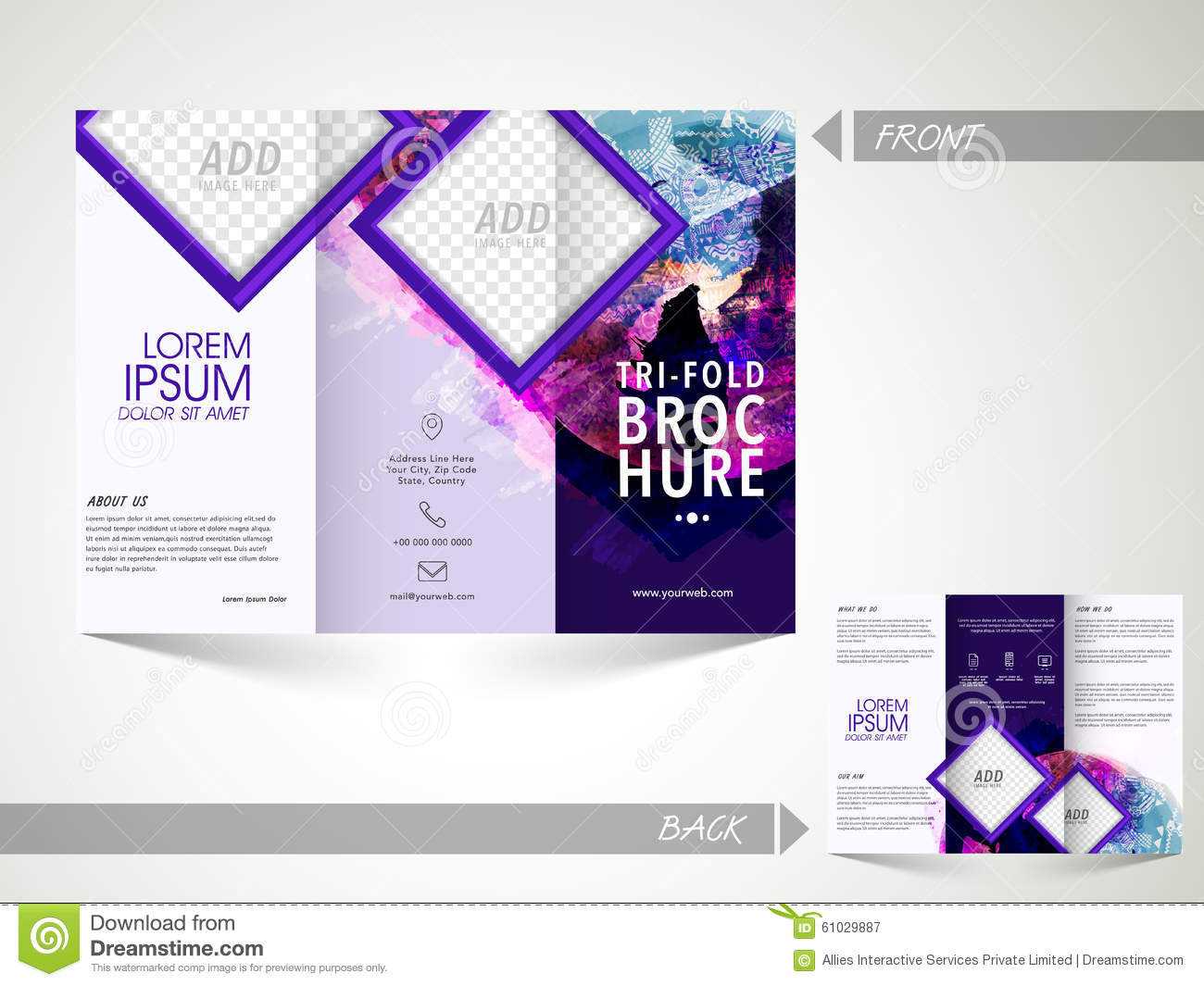 Trifold Brochure, Template Or Flyer For Business. Stock Regarding One Sided Brochure Template