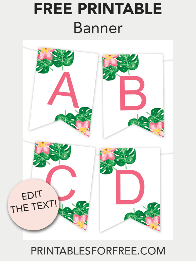 Tropical Printable Banner | Free Printables | Free Printable Inside Free Letter Templates For Banners