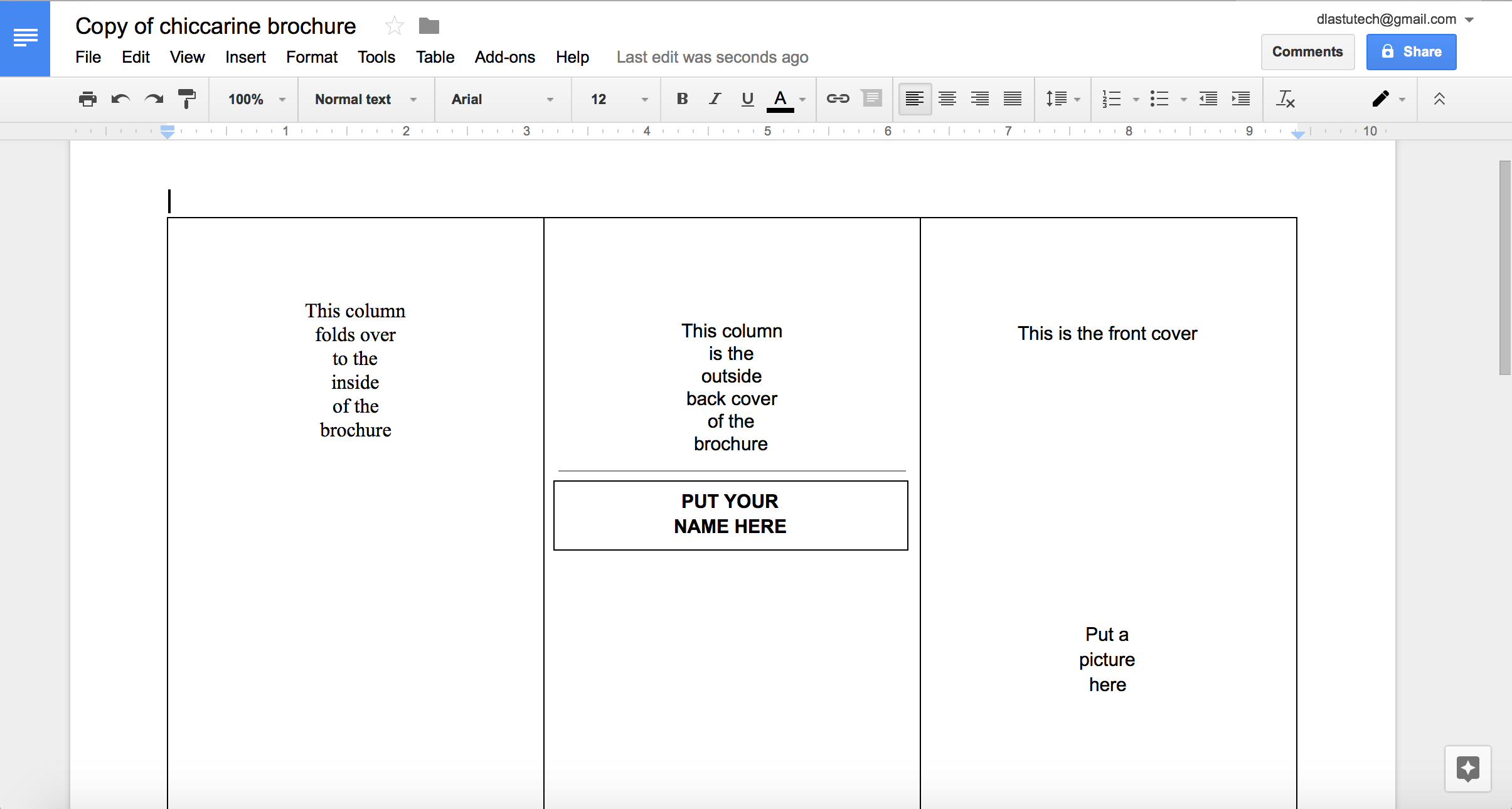 Tutorial: Making A Brochure Using Google Docs From A Inside Google Docs Brochure Template