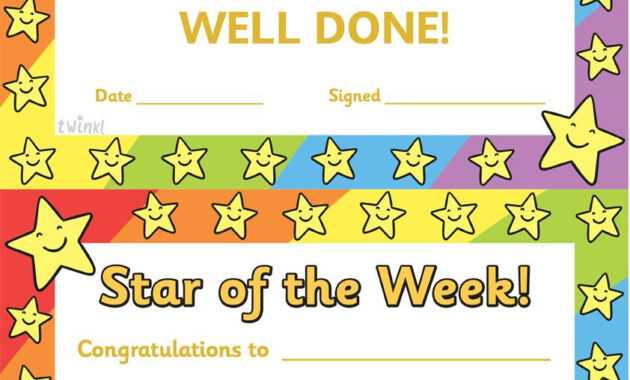 Twinkl Resources &gt;&gt; Star Of The Week &gt;&gt; Thousands Of regarding Star Of The Week Certificate Template