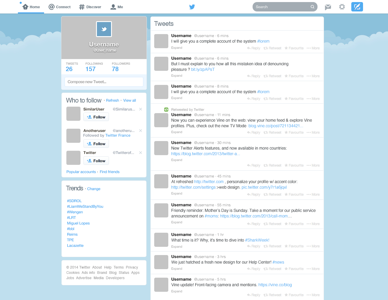 Twitter New Home Gui Psd Template – Download Psd In Blank Twitter Profile Template