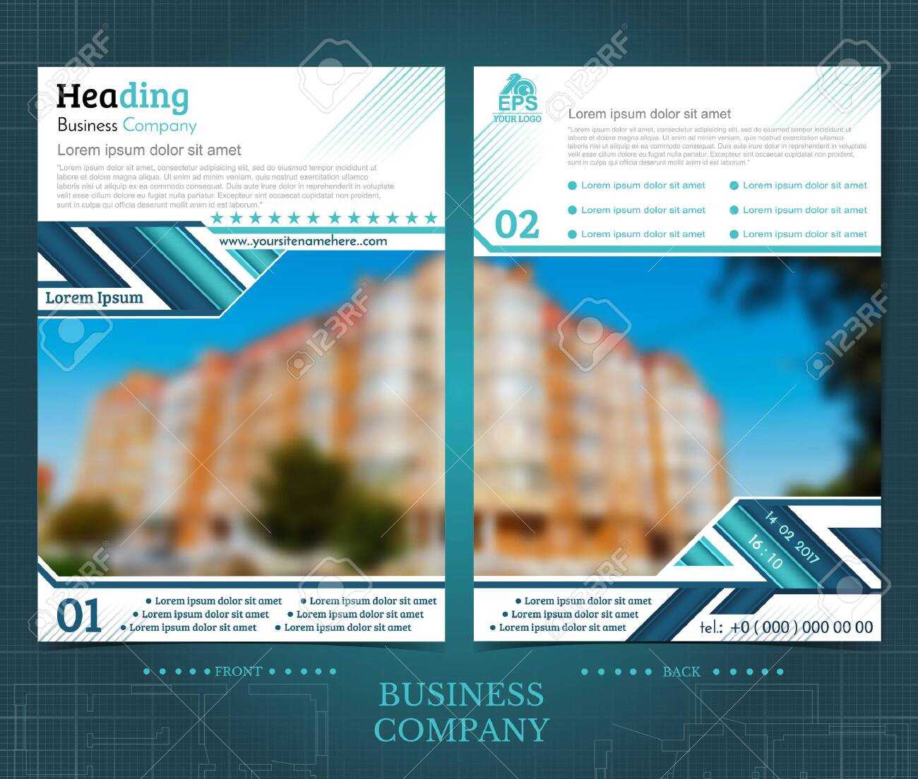 Two Sided Brochure Or Flayer Template Design With One Blurred.. Intended For One Sided Brochure Template
