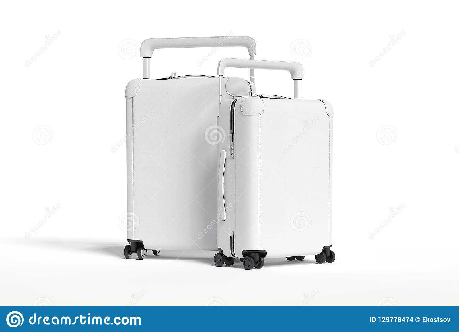 Two White Blank Suitcases Isolated On White Background, 3D With Regard To Blank Suitcase Template