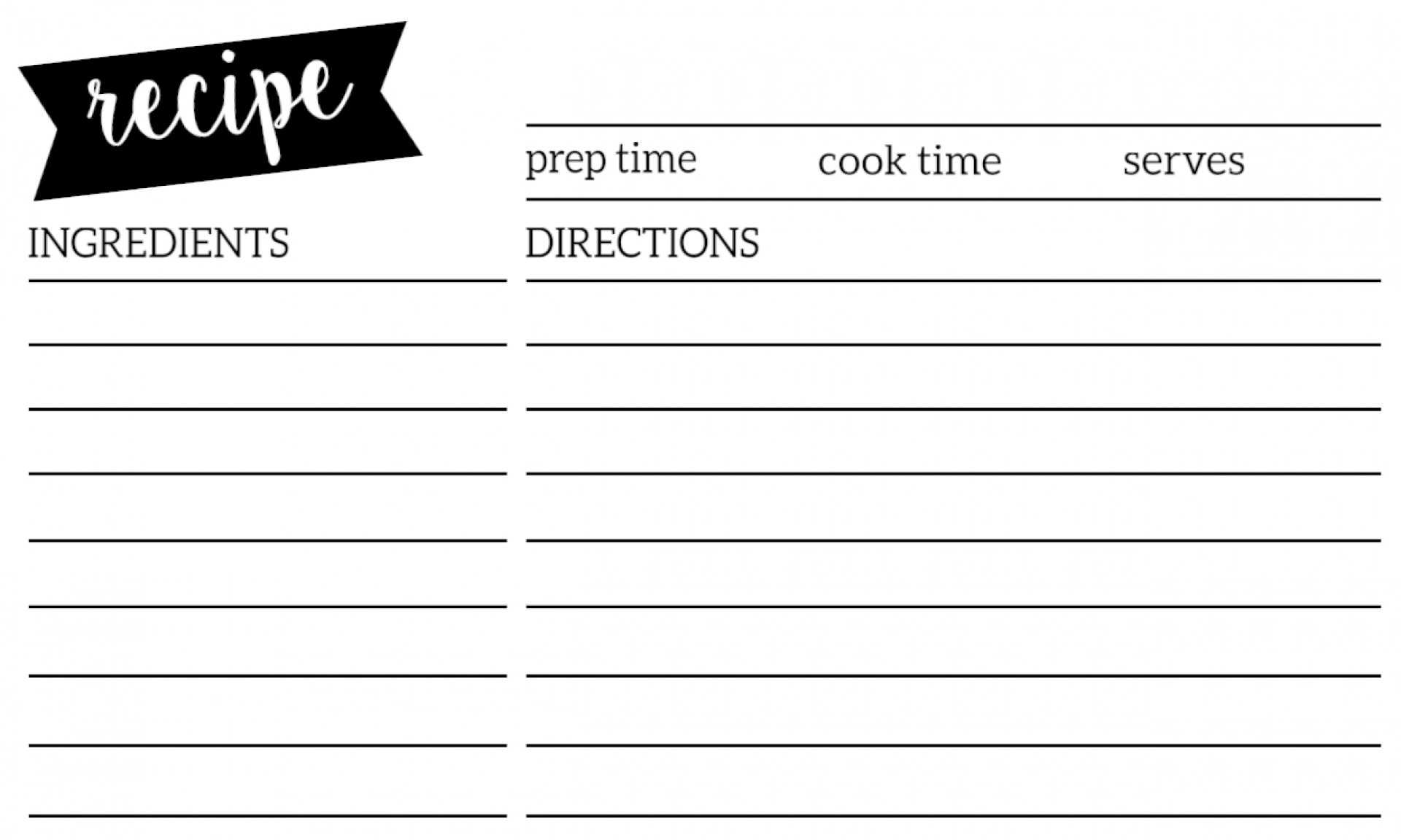 Unforgettable Printable Recipe Card Template Ideas Blank In 4X6 Photo Card Template Free