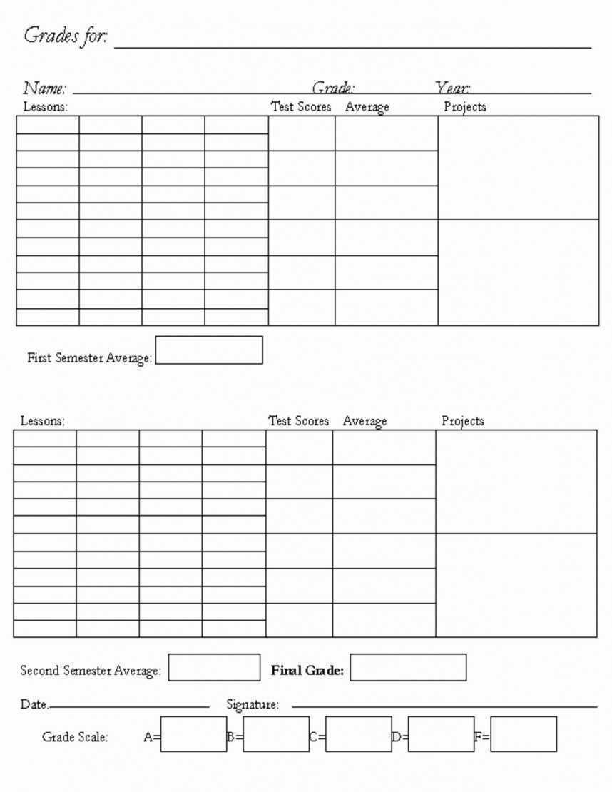 Report Card Template Pdf