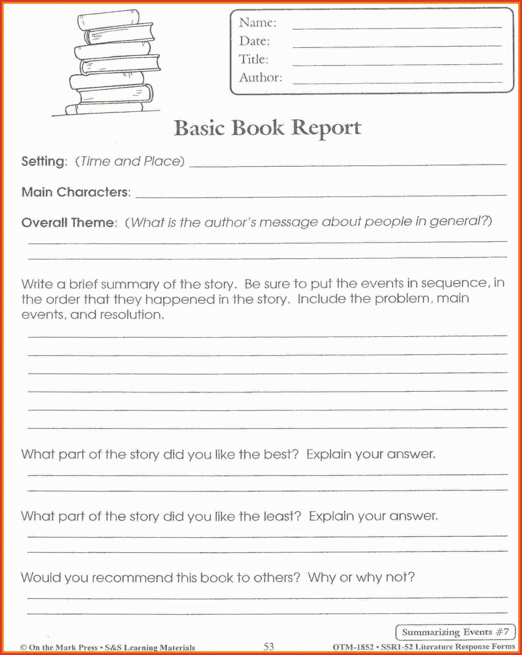 Unique 5Th Grade Book Report | Job Latter In Sandwich Book Report Printable Template