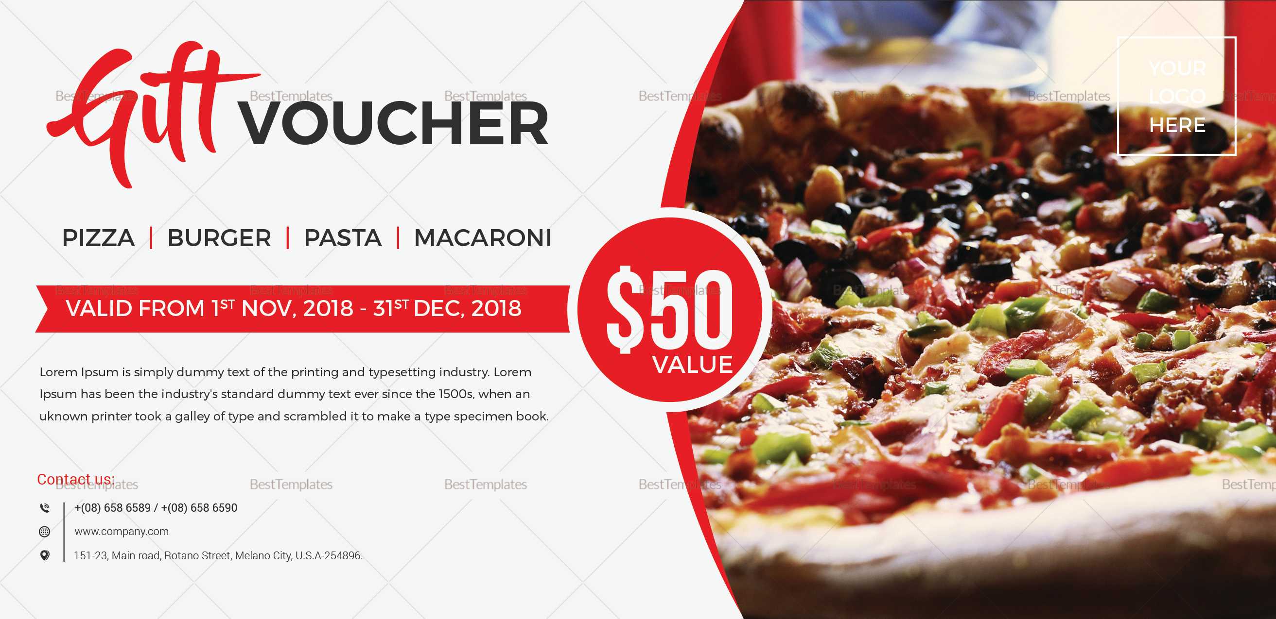 Unique Gift Voucher Template Throughout Pizza Gift Certificate Template