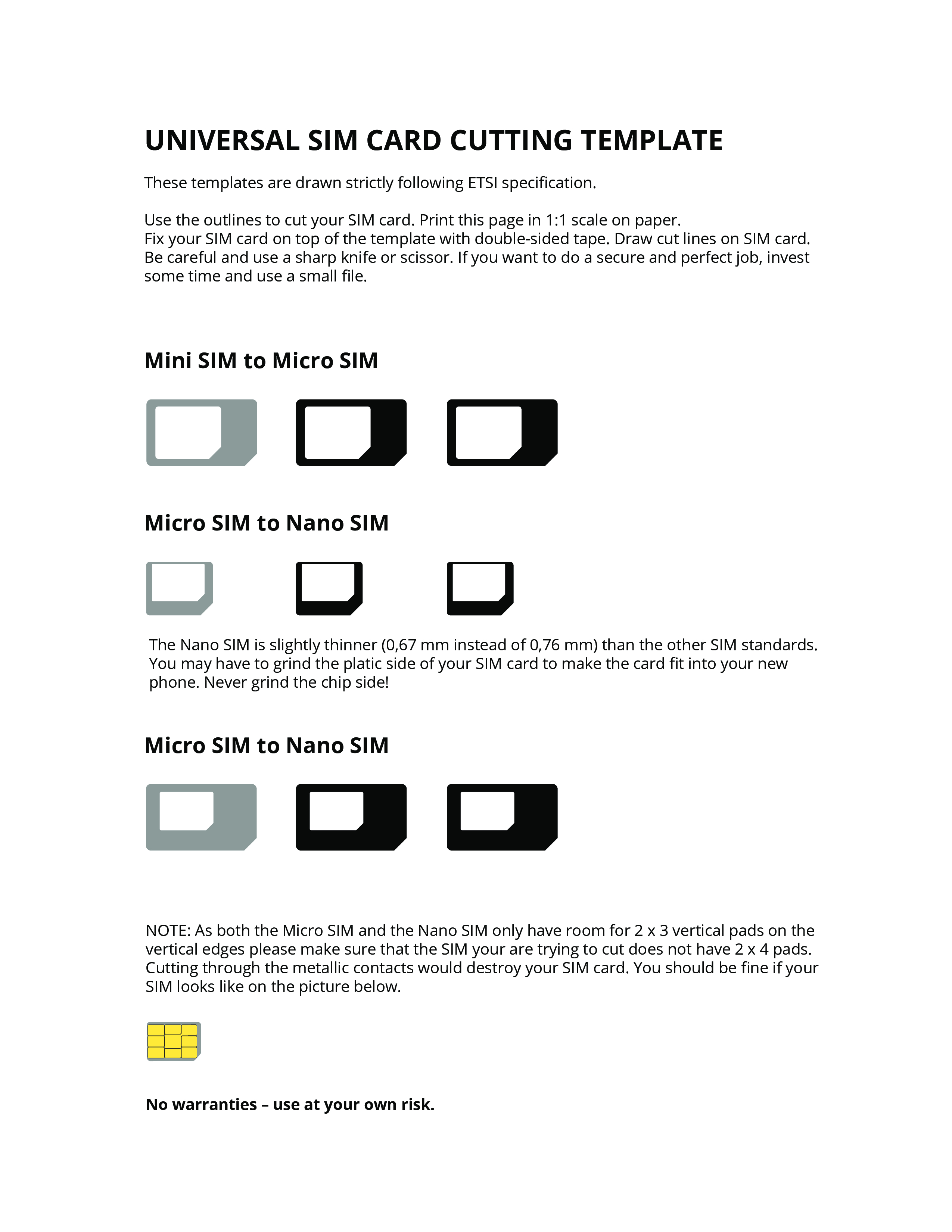Universal Sim Card Cutting Template | Templates At Within Sim Card Template Pdf