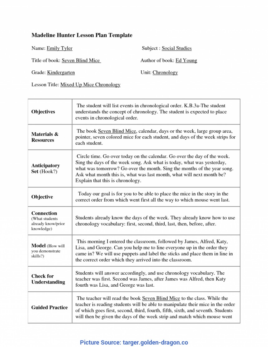 Unusual Madeline Hunter Lesson Plan Template Ideas Microsoft In Madeline Hunter Lesson Plan Template Word